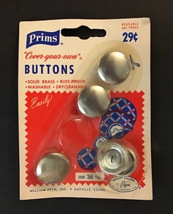 Vintage Prims “Cover-your-own” Solid Brass Buttons (3 Size 36 11/16”) NIP - Picture 1 of 3