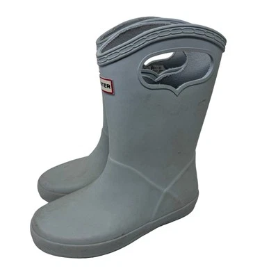 Botas de chuva Hunter Kids clássicas cinza vegano azul meninos 13 meninas 1 UE31 - Imagem 1 de 4