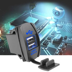 Chargeur Secteur Double USB 12-24V Chargeur Lumière LED Bleue Installation Faci - Photo 1 sur 12