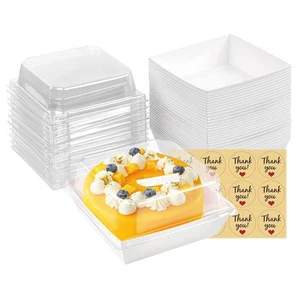 50 Pack Small Paper Charcuterie Boxes with Clear Lids, Dessert Boxes Square D... - Picture 1 of 6