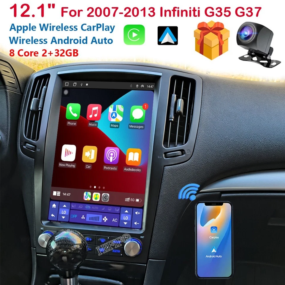 适用于 2007 - 2013 英菲尼迪 G35 G37 Android15 汽车收音机 立体声 苹果 Carplay GPS 导航 — 第 1/4 张图片