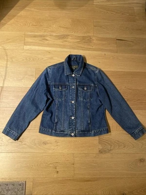 Женская синяя джинсовая куртка дальнобойщика Eddie Bauer размер M 100% хлопок на пуговицах - Изображение 1 из 4