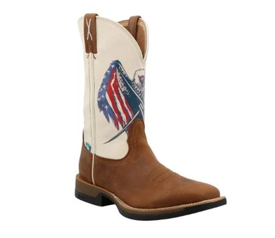 Twisted X Men's Tech X Pecan with Red, White, and Blue Square Toe  Boots MXWW002 - Image 1 of 4