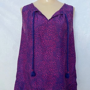 GAP Damen blau rosa ärmellos Tank Bluse Quaste Bindeband Ausschnitt abstraktes Muster - Bild 1 von 10