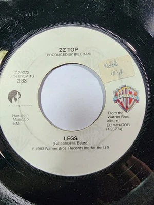 ZZ Top Legs 1984 Vinyl 45 Rpm 7” Warner Bros VG+ F5 - Image 1 of 2