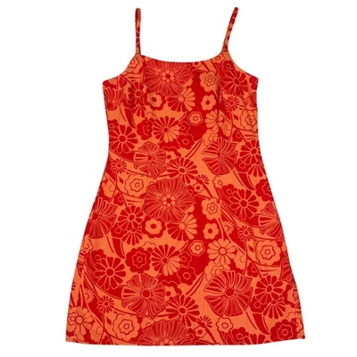 Mini Vestido Floral Naranja Tropical Vintage Aqua Blues Junior Para Mujer Talla 7 Foto 1 de 4