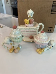 Vintage Lenox The Tweety Teapot 2005 + Tweety Cream & Sugar Holders. Cute! - Picture 1 of 20