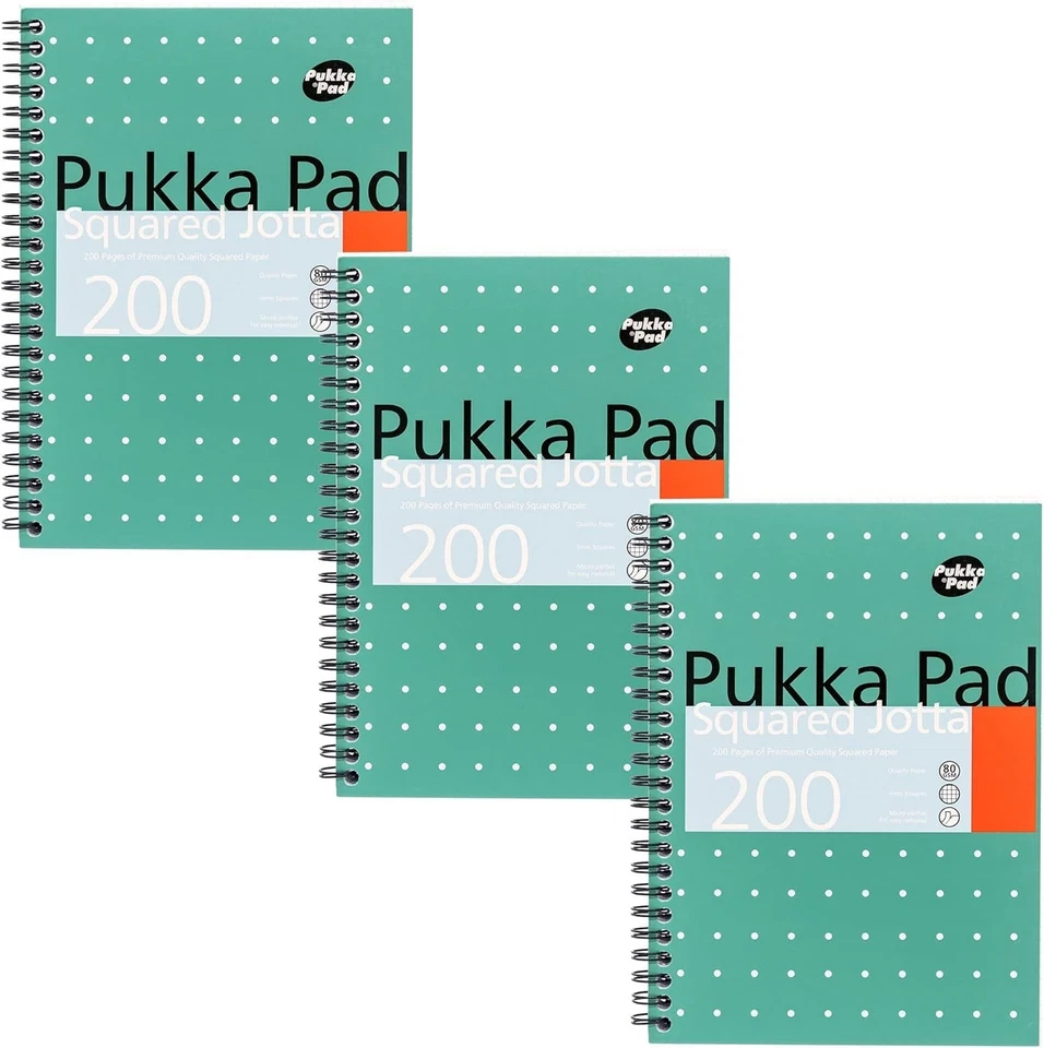 3x Pukka Pad Metallic A5 Jotta Ruled Lined Wirebound 200 Page Notebook (JM021)