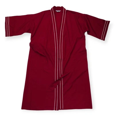 Bata de baño vintage CHRISTIAN DIOR Monsieur satinada con corbata rayas borgoña/blancas  Foto 1 de 4