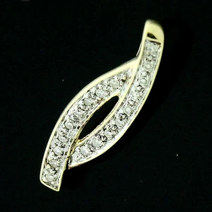 Sliding 9ct Yellow Gold Modern Shaped Diamond Set Pendant Gift Boxed - Picture 1 of 1