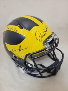 JIM HARBAUGH & AIDAN HUTCHINSON SIGNED MICHIGAN F/S SPEED AUTHENTIC HELMET - Picture 1 of 5