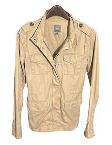 GAP Womens (M) Khaki Tan 100% Cotton Zip/Snap Utility Military Jacket - Picture 1 of 8