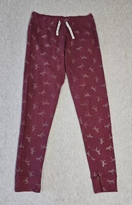 Victoria’s Secret leichte burgunderrote Pyjamahose PINK grafisches Hundemotiv SM - Bild 1 von 6