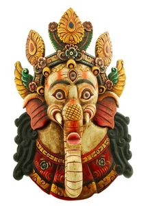 Gran Máscara De Ganesh Elefante De 61 Cm Única Hecha En Nepal #4107 - Picture 1 of 5