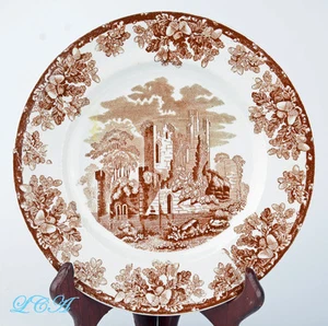 Antiker COPELAND China PLATTE mit Bild von ABTEIRUINEN ausgegraben mit ALTEN Flaschen! - Bild 1 von 3