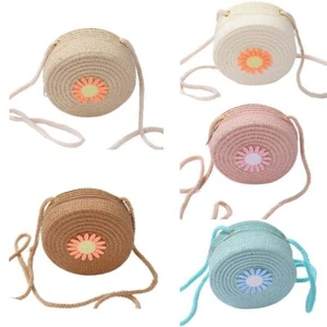 Handmade Straw Bag Woven Straw Shoulder Bags Summer Beach Bag Kid Children - Picture 1 of 15