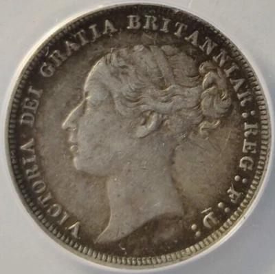 Великобритания серебро 6 пенсов 1883 EF40 ANACS редкая британская королева Виктория монета 1A - Изображение 1 из 4