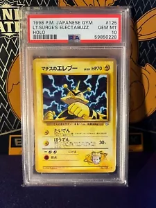 PSA 10 LT Surge's Electabuzz Japanese GYM Holo Pokemon Card - Picture 1 of 2