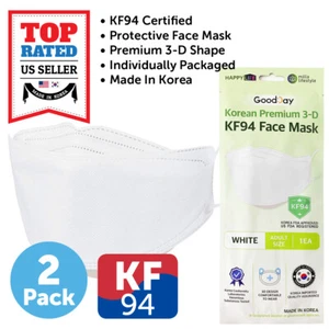 2 Stück KF94 WEISS Schutzmaske Erwachsene Hergestellt in Korea KFDA Zugelassen - Bild 1 von 7