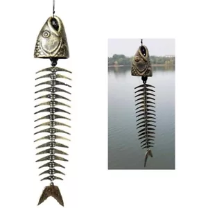 Fish Windchime,Fish Skeleton Windchime,Fish Bone Cast Iron Wind Chimes Vintage - Picture 1 of 8