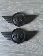 2 X MINI R50 R55 R56  MATTE MATT BLACK METAL BONNET/BOOT BADGES