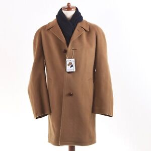 CROMBIE Mantel Jacket Car Coat Wolle Wool Handmade Kamel SCOTLAND Camel Beige 