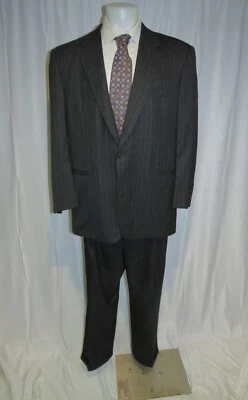 Ercole's Creative Fasion Bespoke Charcoal Stripe Two Button Suit 46XL - Image 1 of 4