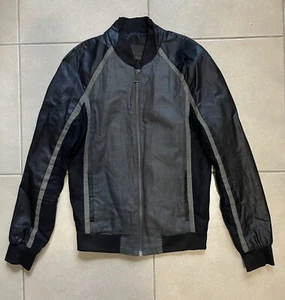Zara Man Limited Edition Linen Faux Leather Bomber Backet Green/Black M - Picture 1 of 16
