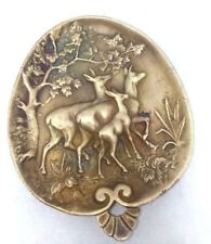 Antique Vintage Collectible Art Portuguese Smoke Bronze Brass Ashtray Deer
