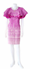 Magenta Thai woven cotton dresss. Elegant design.  Multi color , Size S(34')