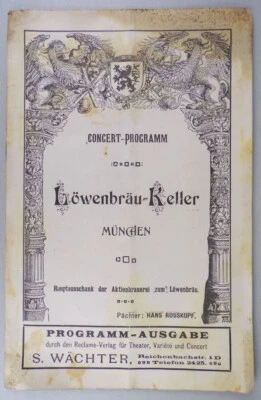Konzert Programm Löwenbräu Keller München um 1900 Reklame - Bild 1 von 4