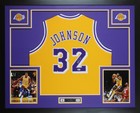 Magic Johnson Autographed & Framed Yellow Lakers Jersey Auto Beckett COA 