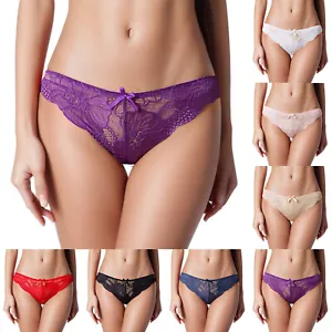 Taille Bequem Hohl Rüschen Damen Niedrig Schleife Spitze Unterwäsche Sexy - Bild 1 von 45