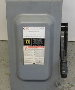 HU362 - SQUARE D 60A AMP 3P POLO 600V NEMA 1 INTERRUPTOR DE SEGURIDAD HD NO FUSIBLE -RE - Imagen 1 de 6