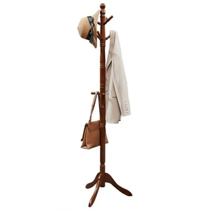 Massivholz Garderobe und Ständer, freistehende Flurgarderobe mit 10 Haken fo... - Bild 1 von 7