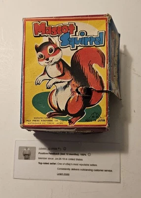 Raro Vintage Mascote Esquilo Brinquedo de Enrolar Na Caixa Feito no Japão Não Funciona  - Imagem 1 de 4