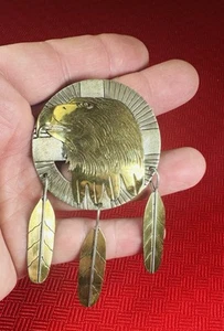 Virgil Reeder IHMSS Sterling Navajo Eagle Feather Brooch Pendant VR Large Dangle - Picture 1 of 5