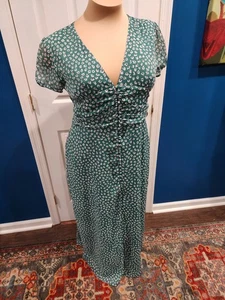 Bar III Maxi Dress Womens XXL Green Floral Button Up Soft Girl Romantic Feminine - Picture 1 of 10