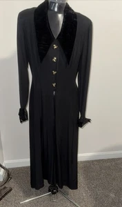 Vintage CACHE smoking giacca edoardiana donna tg 6 spolverino cappotto lungo abito anni 80 - Foto 1 di 16