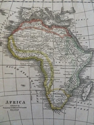 África continente 1826 escaso mapa a color Cummings & Hilliard grabado a mano Foto 1 de 4