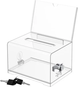 Acryl Spendenbox Abschließbar Wahlurne Transparent Schlüsselschloss 10st - Bild 1 von 7