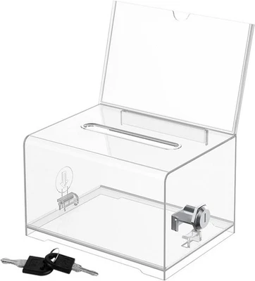Acryl Spendenbox Abschließbar Wahlurne Transparent Schlüsselschloss 10st - Bild 1 von 4