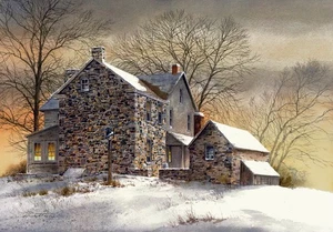 Impresión artística At Sundown de Ray Hendershot paisaje granja campo 13x19 - Imagen 1 de 1