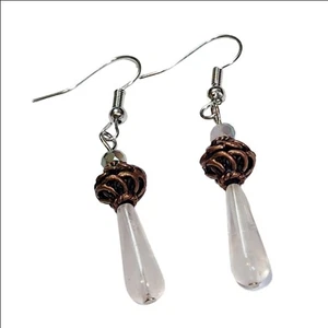 Elegantes pendientes de cuarzo Cooper lágrima hechos a mano con cuentas - Imagen 1 de 3