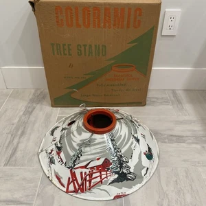 MCM 20" Vintage Coloramic Litho Christmas Tree Stand Poloron #398 - Picture 1 of 8