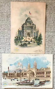 2 CLARK'S BAUMWOLLFADEN VIKTORIANISCHE HANDELSKARTEN WELT KOLUMBIANISCHE EXPO 1893 - Bild 1 von 2