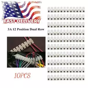 Dual Row 12 Positions 3A Screw Terminal Electric Barrier Strip Block 10PCS - Picture 1 of 4