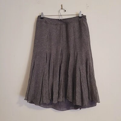 Charter Club Size 10 Silk Layered Skirt Earth Tones Brown Polka Dots  - Image 1 of 4