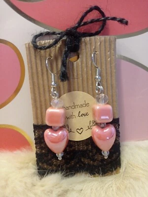  Orecchini Cuore Ceramica Pendenti Perle 💙 LuaCreazioni 💙 - Immagine 1 di 3