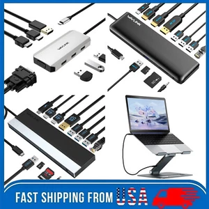 USB C HUB Docking Station Triple Quad Display PD Charging DisplayPort Dual HDMI - Picture 1 of 123